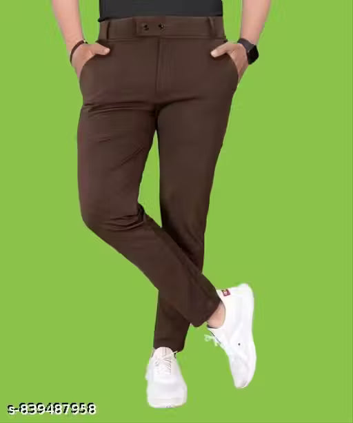 Men's Solid Brown trackpant with best quality.Men's Coffee Brown Trousers.Formal Slim Fit