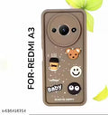 REDMI A3 NEW,/POCO C61 Cute Cartoon 3D Coffee Liquid Silicone Soft Mobile Back Cover Case With Camera Protection