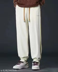Branded New Trendy Cream Colour Side Stripe Patti Cargo Jogger Trouser For Mens|Comfortable, Trendy, Ideal for Sports