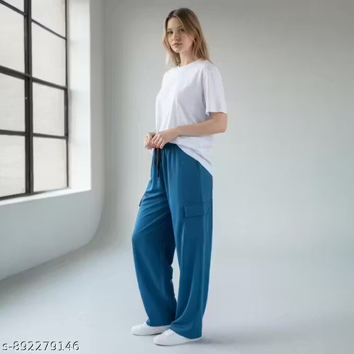 NRIVA Women Extra Loose Cargo Pants | High Waist Soft Daily Wear Trousers with Pockets