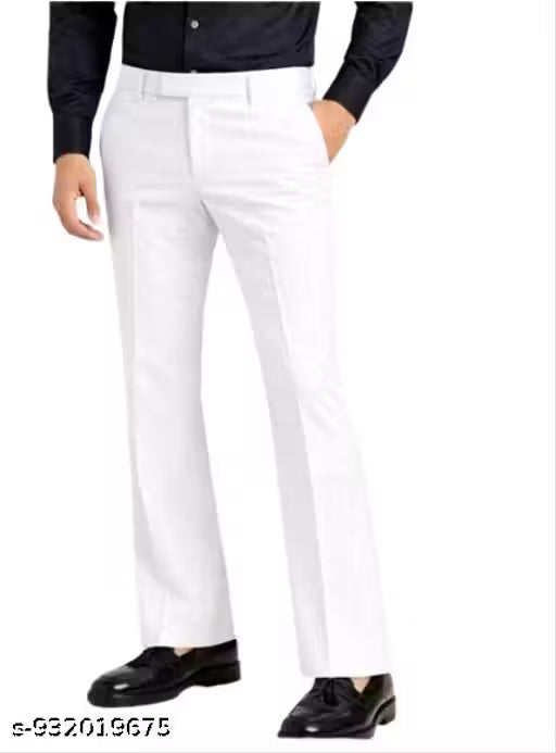 White Formal Pant | High Waist Stretchable Retro Fit | Formal Pant for College Casual Wear and Formal wear