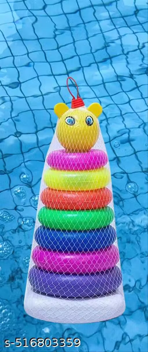 7 Ring Colorful Teddy Rings with Smiley Stacking Play Set Toy for Kids (Multicolor)