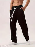 Relaxed Fit Cotton Trousers | Casual Drawstring Lounge Pants/men joggers,cotton joggers,casual wear joggers,trouers,