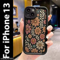Floral Designer Aesthetic Flower Printed Soft Silicone | Slim Fit | Camera Protection | Shockproof TPU Case - Black