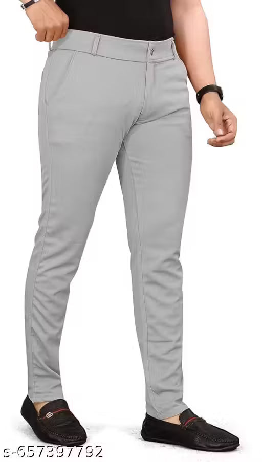 VG GARMENTS Light Grey formal pants for men| Grey formal trousers for men| Grey formal regular trousers|