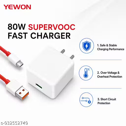 80 Watt Ultra-Fast Charger 80Watt Powerr Adapter; 80 Watt Fast Charging Mobile Charger,