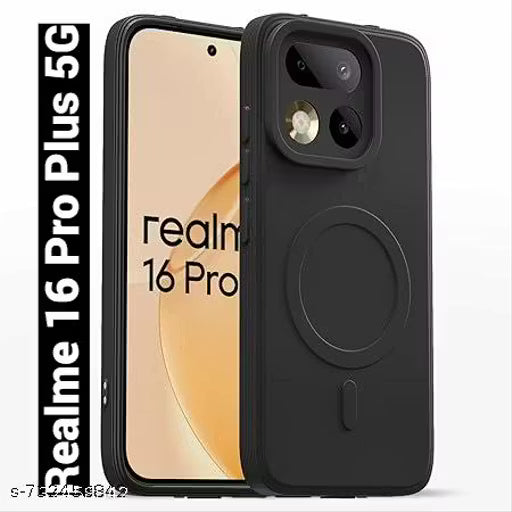 Realme 16 Pro Plus 5G Back Cover || Mobcase Soft Matte Magsafe design Back Case Cover For Realme 16 Pro Plus 5G (Black)
