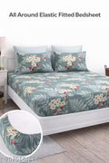 Bedding Castle Fitted (Elastic) Cotton Double Bedsheet Set with 2 pillow covers (Bedsheet Size 78x72+10) (Pillow Size 28x18)