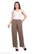 KOTTE,, [1 bottomwear] BR0WN CLOURE SIMPLICITY STRAIGHT FIT LEG PANT FOR WOMEN"S AND GIRL"S