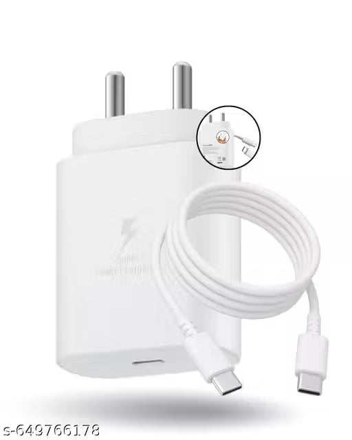 Kenviq 25W Super Fast Type-C Charger with USB-C Cable | Compatible with Sam-sung Devices | 25W 3Amp Rapid Charging Adapter | White