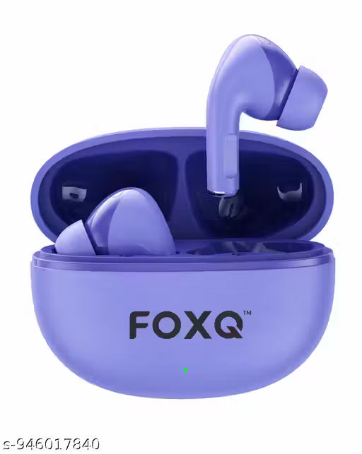 FOXQ Lucky Pods TWS Wireless Earbuds | 40H Playtime | Deep Bass Sound | Type-C Fast Charging | HD Calling | Smart Touch Control | 6 Months Warranty | Premium Purple