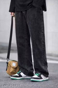 Dark Grey Black Jeans Straight Fit Jeans