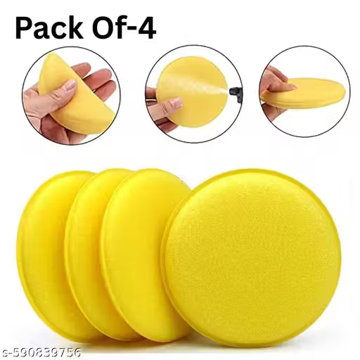 Car Polish Sponge Multipurpose Car Foam Wax Applicator Polish Pad Soft Car Clean Wax Sponge Used for Detailing Polish for Bike and Car Dashboard Round Pads - Pack of (4)
