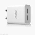 CEDO 2.4A Dual Port Charger | Support Fast Charging | 12W Travel Adapter for All iOS and Android Devices with Micro USB Data Cable (1M White)