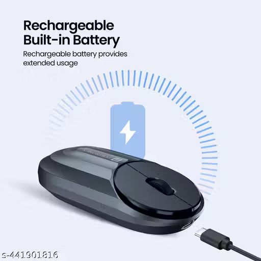 Portronics Toad 6 Bluetooth Wireless Mouse with 2.4 GHz USB Receiver, Multi-Device Pairing, Built in Battery, 1200 DPI Sensor(Black)
