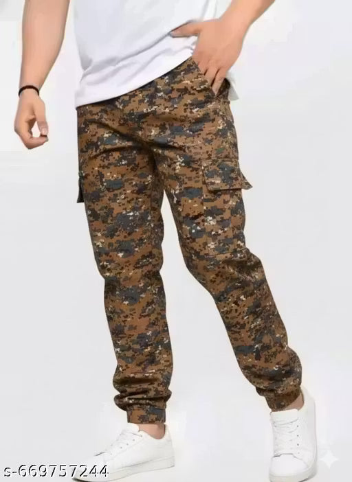 Men's Regular Fit Army Print Cargo Style Casual Trousers Pants Pant for mens cargo for men lower for men