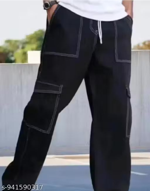 DENIM BLACK BAGGY BOYS CARGO.