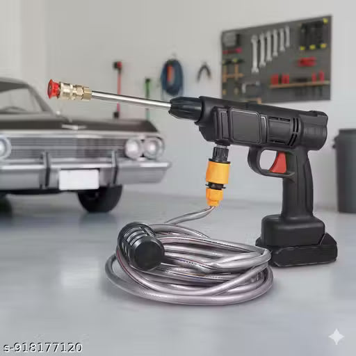 Car Washer High Pressure Gun | Cordless Pressure Washer with 2X Batteries & 5M Hose Pipe | Rechargeable & Portable | Use with Bucket | No Tap Required | Bike & Car Cleaner