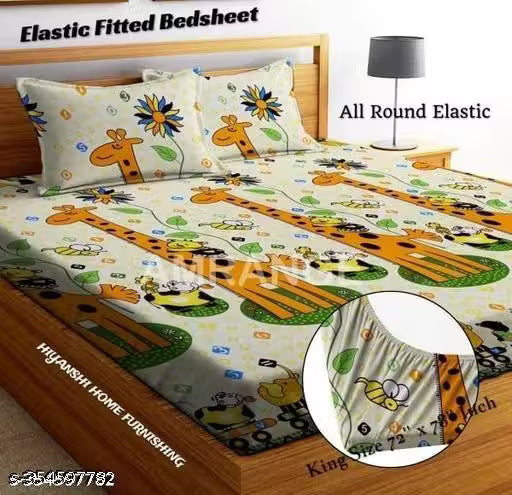Fitted bedsheet with 2 Pillow covers