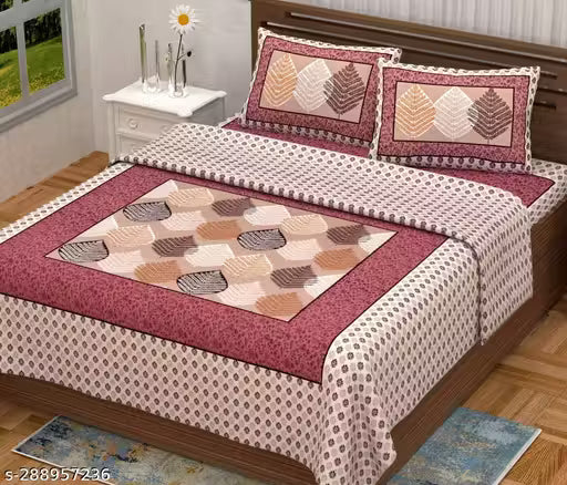 Jaipuri Printed Cotton Bedsheet With 2 Pillow Covers