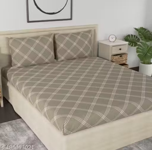 NHD HOME 100% Premium Cotton Flat Double Bedsheet With 2 Pillow Cover(19*29) | Double Bedsheet Breathable