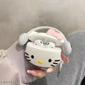 Cute Cartoon Girl Silicone AirPods Pro 2 Case with Headband Design | Soft Protective Cover with Keychain