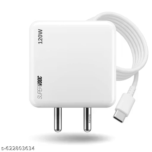 Kenviq 120W SuperVooc Charger Compatible with Oppo, Oneplus, Realme, Iqoo with Type C to A Usb Cable (6 Months Warranty) White-