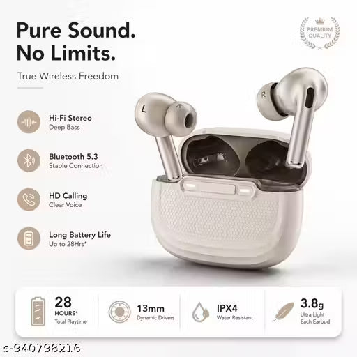 Koko Wireless TWS Bluetooth Ear buds | High-Quality Sound | Long Battery Life | Touch Control Ear buds | Comfortable Fit | Bluetooth 5.3 Ear buds