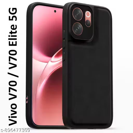 Jotech Back Cover for Vivo V70 5G / V70 Elite 5G | PU Leather, Full Camera Protection, Super Soft-Touch & Raised Edges Bumper Case - Black