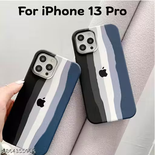 Soft Silicone Rainbow Cover for iPhone 13 Pro - Fabric Inside