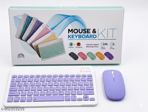 Ultra Slim Wireless Keyboard and Mouse Set 10 Inch Bluetooth Rechargeable Portable Combo for Tablet Mobile Phone Laptop