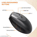 Vertical Ergonomic Wireless Mouse – 6 Buttons, Adjustable up to 1600 DPI, 2.4G Optical, USB for Laptop / PC