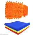 3 pcs Microfiber Cloth & 1 pcs Microfiber glove for Car Cleaning, Home and kitchen cleaning