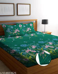 HIYANSHI HOME FURNISHING® Glace Cotton King Size All Around Elastic Fitted Double Bedsheet 72'' x 78'' + 10 Inch with 2 Pillow Covers , Fit for 4-8 inch Mattress