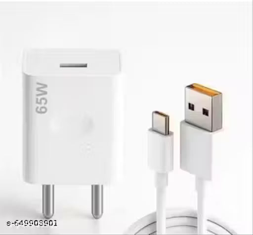 65 Watt 6A Super Fast Mobile Charger for Mobile with Detachable Red & White Cable (White, Cable Included) Supports Supervooc, VOOC, Warp, Dash, SuperDart & Fast Charging
