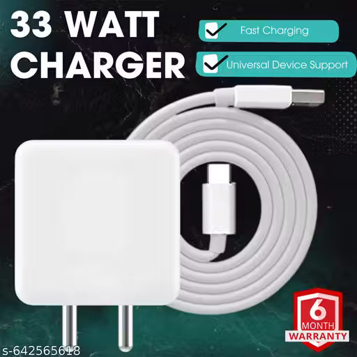 33 Watt Mobile Charger, 3A Fast Charger With Detachable Cable Supports Supervooc, Vooc, Superdart,