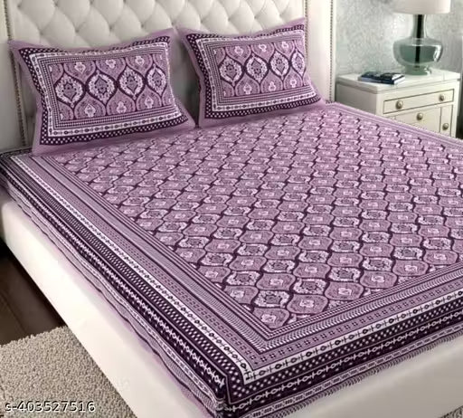 100 %cotton double bed bedsheet with 2 pillow cover