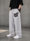 Men Printed Track Pants Cotton Blend Fabric Elastic Waist Comfortable Gym Running Casual Street Style Lounge Bottoms with Pockets Grey