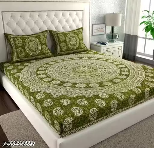 100 %cotton double bed bedsheet with 2 pillow cover