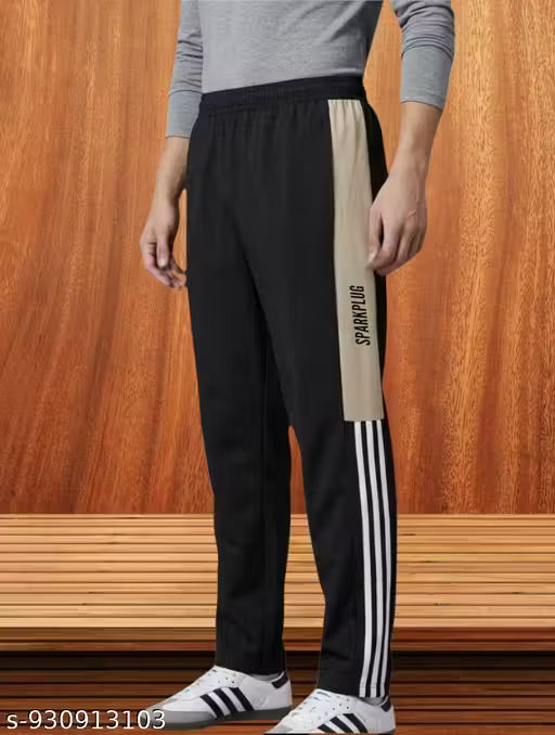 Sparkplug men track pant regular fit track pant (black and brown)