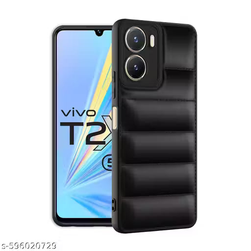 Designed for Vivo T2X / Y56 / Y16 (4G) Back Cover | Camera Bump & 360° Flexible Puff Armor Protection | Matte Soft Shock Proof Rubberised Back Case Cover