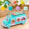 Non-Toxic and Safe Activity Bus for Kids with Xylophone Music Player and Geometric Shape Sorter Puzzle Blocks for Cognitive Skill Development and Learning