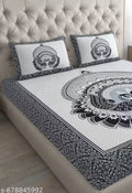 Jaipuri Cotton Double Bedsheet With 2 Pillow Cover || Queen and Double sized Same || Grey