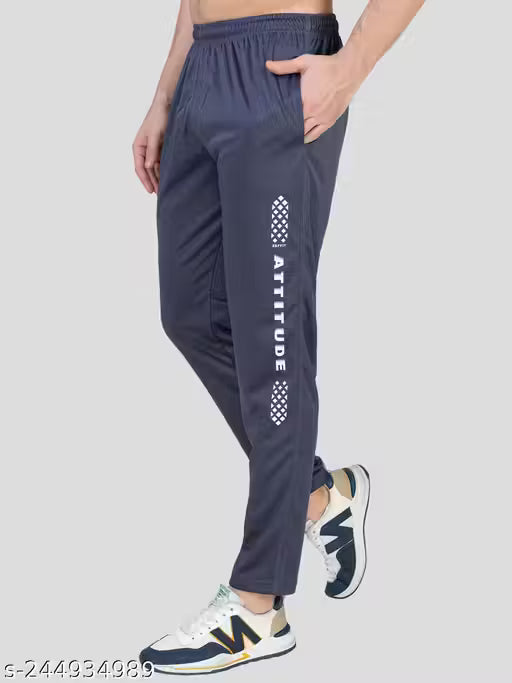 Zeffit Men's Printed Grey Track Pants