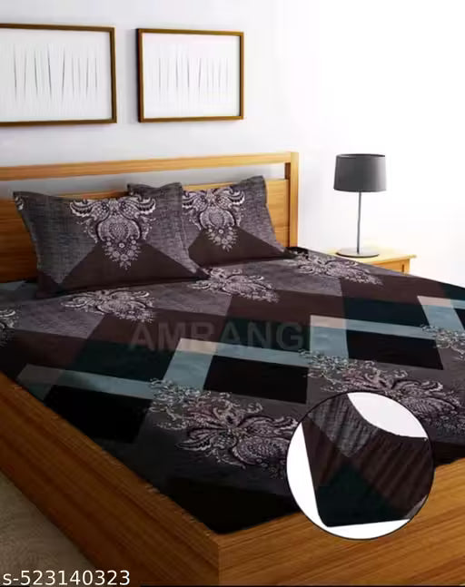 New Trending Fitted (Elastic) Bedsheet With 2 pillow Cover