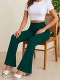Casual Lycra Elastic Blend High Waist Stylish Dark Green Trouser For Woman (38" inches)
