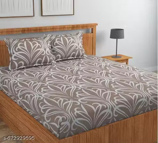 Premium Cotton Fitted (Elastic) Bedsheet for Double Bed King Size with 2 Pillow Coversspenterprises Premium Cotton Fitted