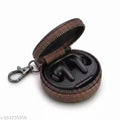 Genuine Pebbled Leather Circular Earphone Case & Multi-Purpose Coin Pouch