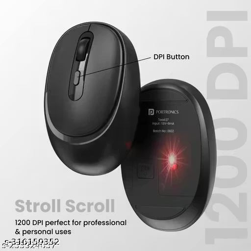 Portronics Toad 27 Wireless Mouse, Silent Buttons, 2.4 GHz with USB Nano Dongle for PC/Mac/Laptop,
