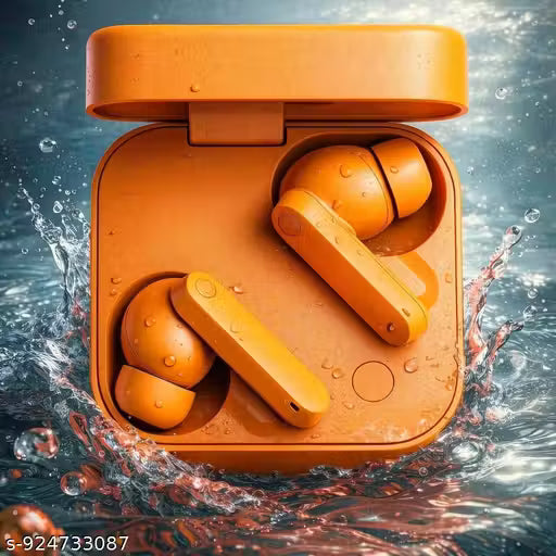 Trending Orange Earbuds | TWS Bluetooth Earbuds With Mic | BT 5.3 Chip | IPX5 Waterproof Earphones | Wireless Earbuds | Fast Charging
